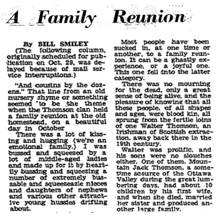 Family Reunion column by Bill Smiley