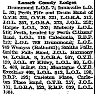 orange lodges lanark county 1946