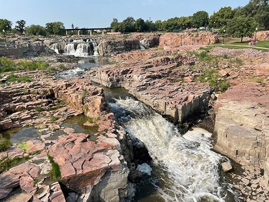 Falls Park with rocks and waterfalls