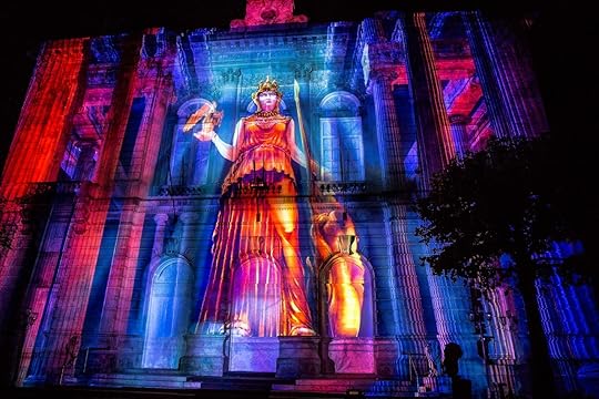Projection on building during the LUMA light festival in upstate New York