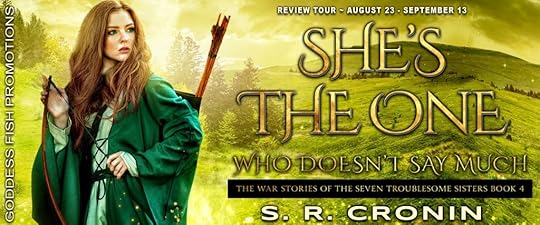 Goddess Fish book tour banner for She's the One Who Doesn't Say Much