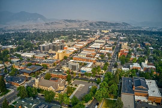 Aerial View of Downtown Bozeman, Montana in Summer, Bozeman Billings Montana