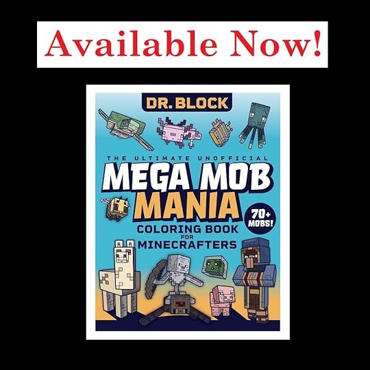 cover of mega mob mania coloring book and the words available now