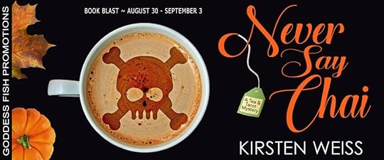 Goddess Fish book tour banner for Never Say Chai