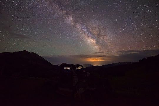 Milky Way visible behind mountain silhouettes