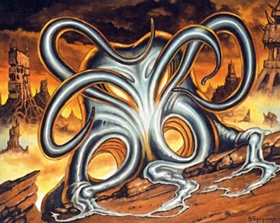 The quicksilver elemental slurps forth, sowing venom - Quicksilver Elemental by Tony Szczudlo