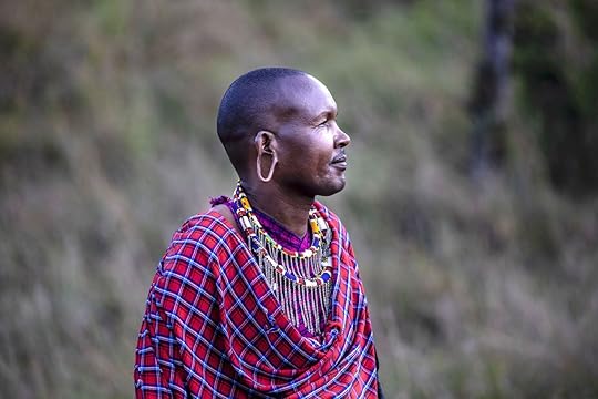 Profile of a Maasai in traditional garb
