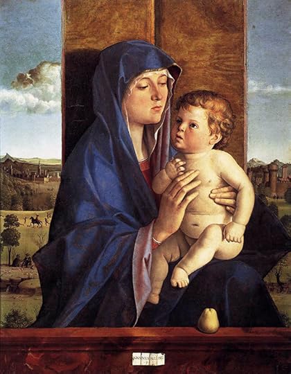 Giovanni Bellini (1430-1516). Madonna con Bambino, 1480-90. Accademia Carrara. Груша — символ женсвенности и, благодаря идеально белым цветам дерева, символ невинности и непорочного зачатия в Средневековье.