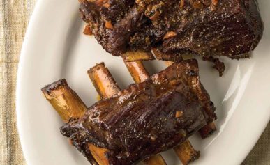 Italian braised venison ribs on a plate