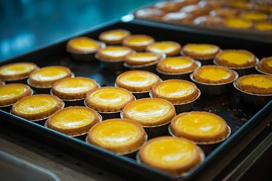 Chinese Bakeries Dan Tat delicious egg tart on tray, Hong Kong food