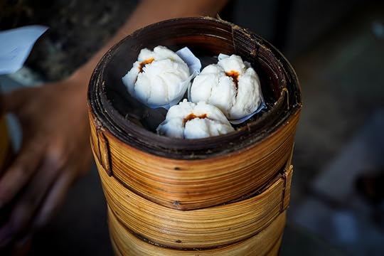 Char Siu Bao Chinese Bakeries Red pork buns in bamboo steamer