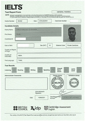Best IELTS test result August 2021