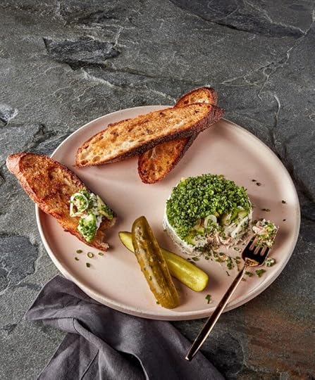 Smoked Ontario White Fish. Chive, sour cream, lemon, cucumber, capers, dill pickle, toasted baguette.