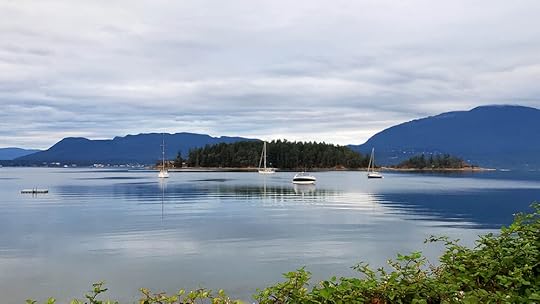 Our view at breakfast while sitting on the patio of the main hall of Capernwray. That’s Vancouver Island in the background. This would be easy to get used to. :-)