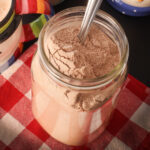 malted hot chocolate powder in quart mason jar.
