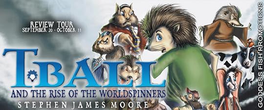 Goddess Fish book tour banner for T. Ball and the Rise of the Worldspinners