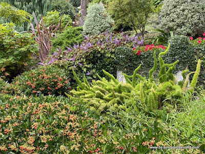 floral display at Lake Shrine Meditation Gardens in Pacific Palisades, California