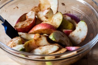 tossed with cinnamon, sugar, lemon