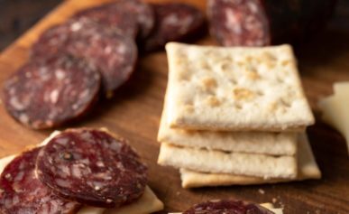 venison summer sausage on Saltines