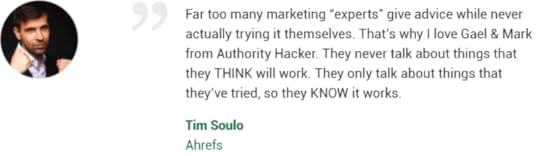 Authority Hacker testimonial Tim Soulo Ahrefs