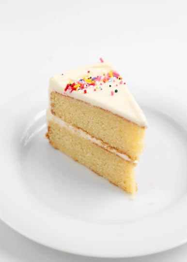 slice of vanilla cake using the reverse creaming method from the faux martha