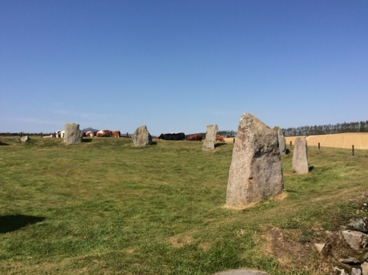 Blue skies over a stone circle