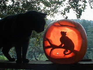 Champ Next to Jim's Jack-o-Lantern