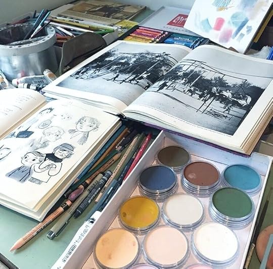 Playing with pan pastels and drawing characters. (I tried these but don’t like them sadly!)