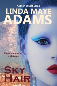 Woman against backdrop of planet in Sky Hair