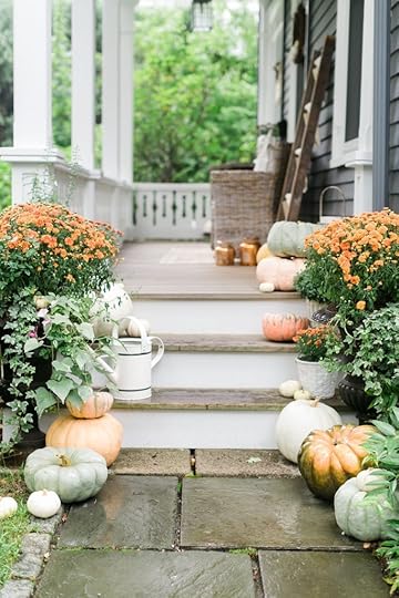 Fall porch with pumpkins