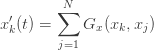 \displaystyle{ x'_k(t) = \sum_{j=1}^N G_x(x_k, x_j) } 