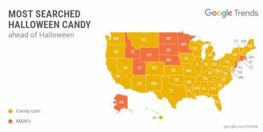 Map of the most searched Halloween candy in every state