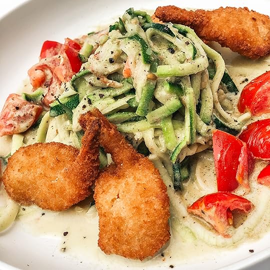 shrimp pesto zoodles