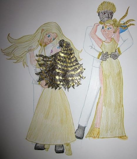 Aeson and Gwen at the Yellow Zero-G Dance - from The Atlantis Grail Series by Vera Nazarian - fan art by Pickles | Fan art, Art, Various artists