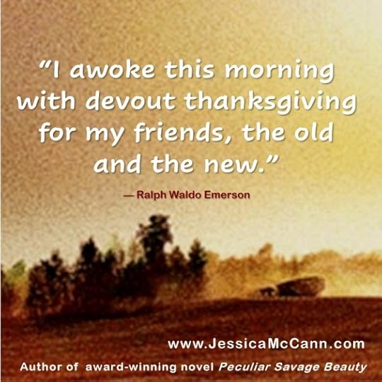 A meme about giving thanks, from historical fiction author Jessica McCann