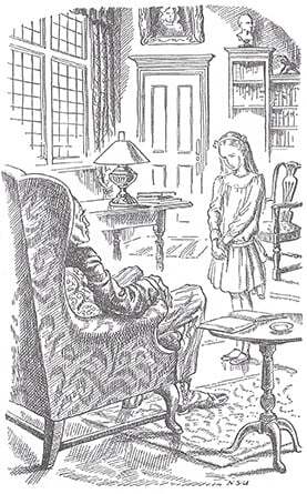 Secret Garden illustration of Mary and her uncle by Nora S. Unwin