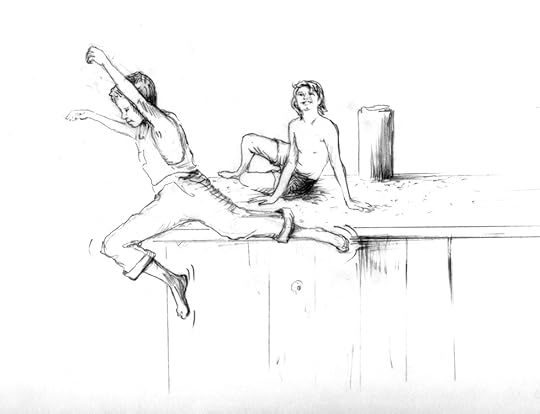 Leaping into the harbor