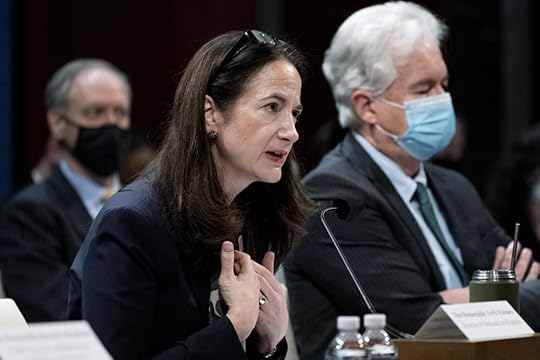 FILE - Director of National Intelligence Avril Haines, left, next to CIA Director William Burns, testifies at a House Intelligence committee hearing on diversity and equity in the intelligence community on Oct. 27, 2021, on Capitol Hill in Washington. Thousands of intelligence officers could soon face dismissal for failing to comply with the U.S. government's vaccine mandate, leading to concerns from Republican lawmakers about potentially hurting agencies considered critical to national security. Haines says she doesn't anticipate the mandate affecting the mission of national security agencies. (AP Photo/Jacquelyn Martin, File)
