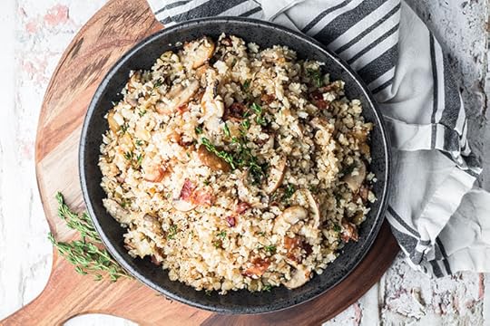 finished cauliflower bacon mushroom risotto recipe