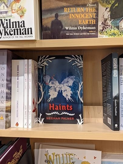 Haints book on the shelf in a bookstore, surrounded by other books