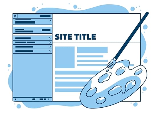 Illustration of site editor and paint brush.