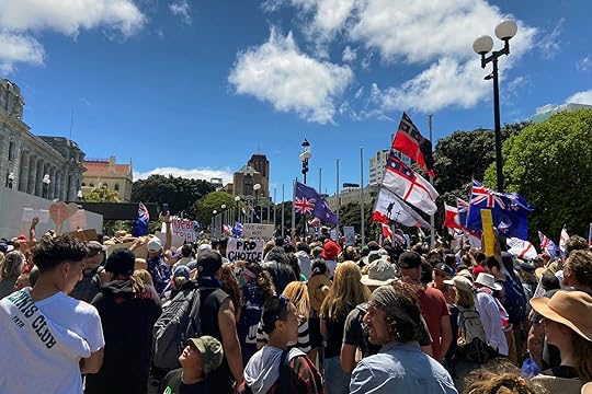 Protesters rally against coronavirus disease (COVID-19) restrictions and vaccine mandates in Wellington, New Zealand, November 9, 2021. REUTERS/Praveen Menon