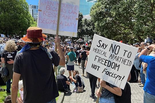 Protesters rally against coronavirus disease (COVID-19) restrictions and vaccine mandates in Wellington, New Zealand, November 9, 2021. REUTERS/Praveen Menon