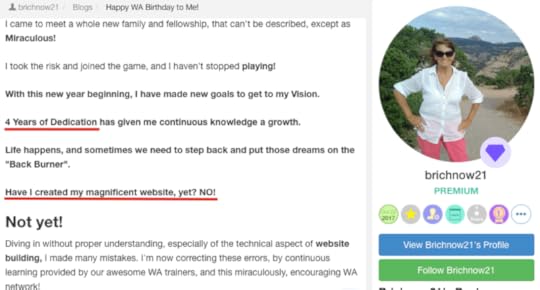 Barbara Richnow – 4 years in Wealthy Affiliate, no wesbite.