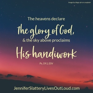 Night sky with Psalm 19:1 in text.