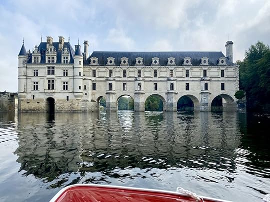 Looking back at Chateau Chenonceau from a boat