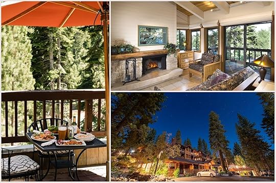 The interior, exterior, and patio of The Granlibakken hotel in Lake Tahoe