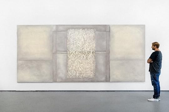 A studio image of the new painting Bacchanale I, by Richard Höglund (2021). Oil on linen.