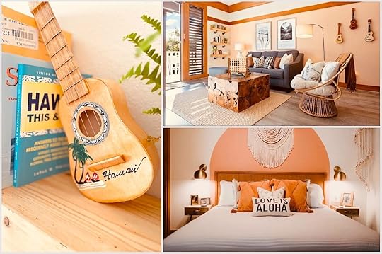 collage of photos of romantic condo Airbnb in Kauai 