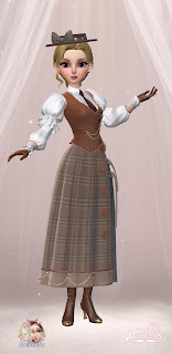 Edith in a Victorian business dress